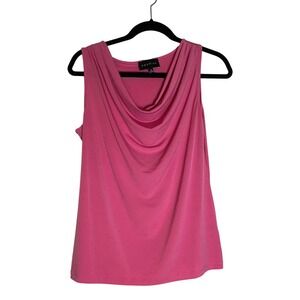 Premise Womens Pink Cowl Neck Sleeveless Blouse Top Size M